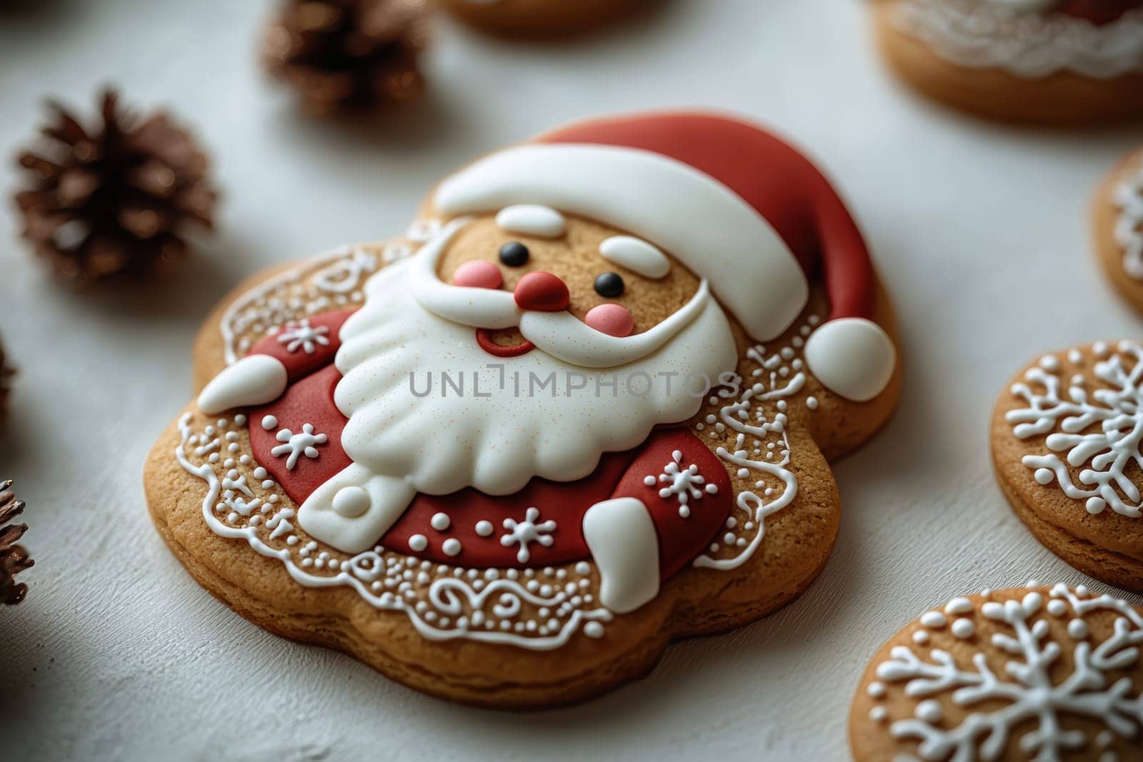 A deliciously decorated gingerbread Santa cookie is the perfect addition to your holiday treats and festivities