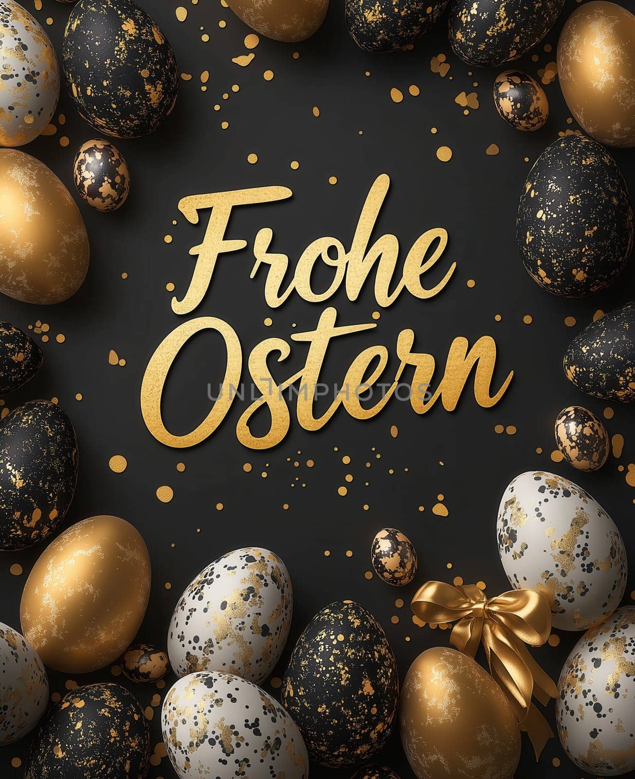 Easter greeting card on a black background. Selective focus.