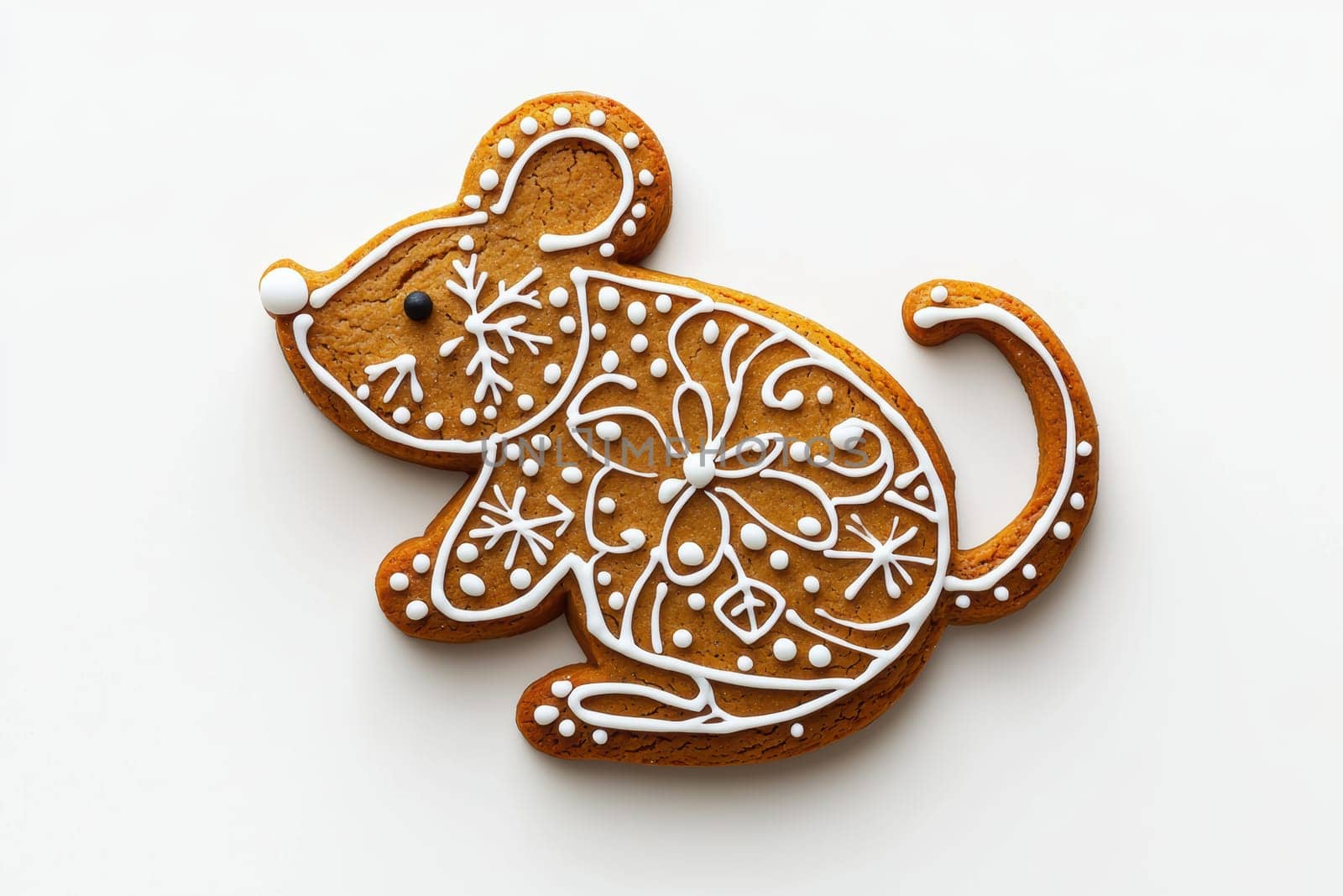 This beautifully crafted gingerbread mouse cookie is perfect for holiday festivities and celebrations