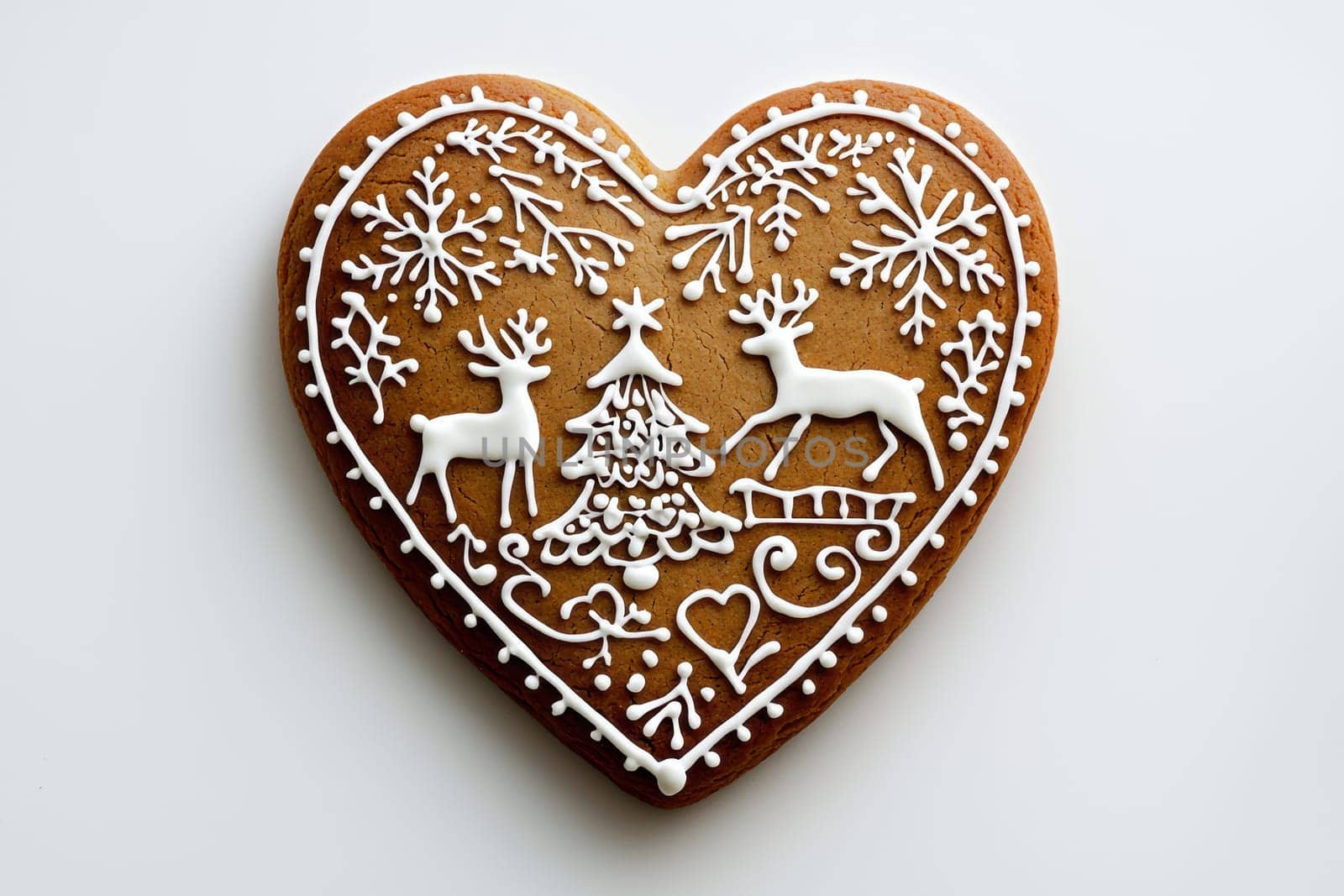 A deliciously decorated heartshaped gingerbread cookie perfect for celebrating the joyful holiday season