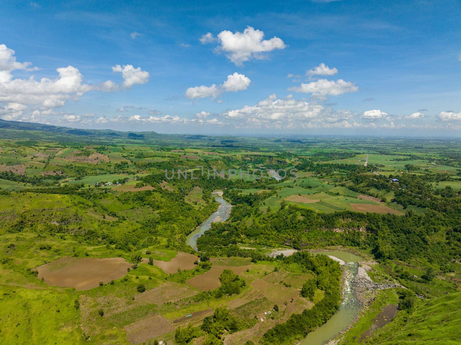 Aerial drone of river in a canyon on the island of Negros. Philippines.