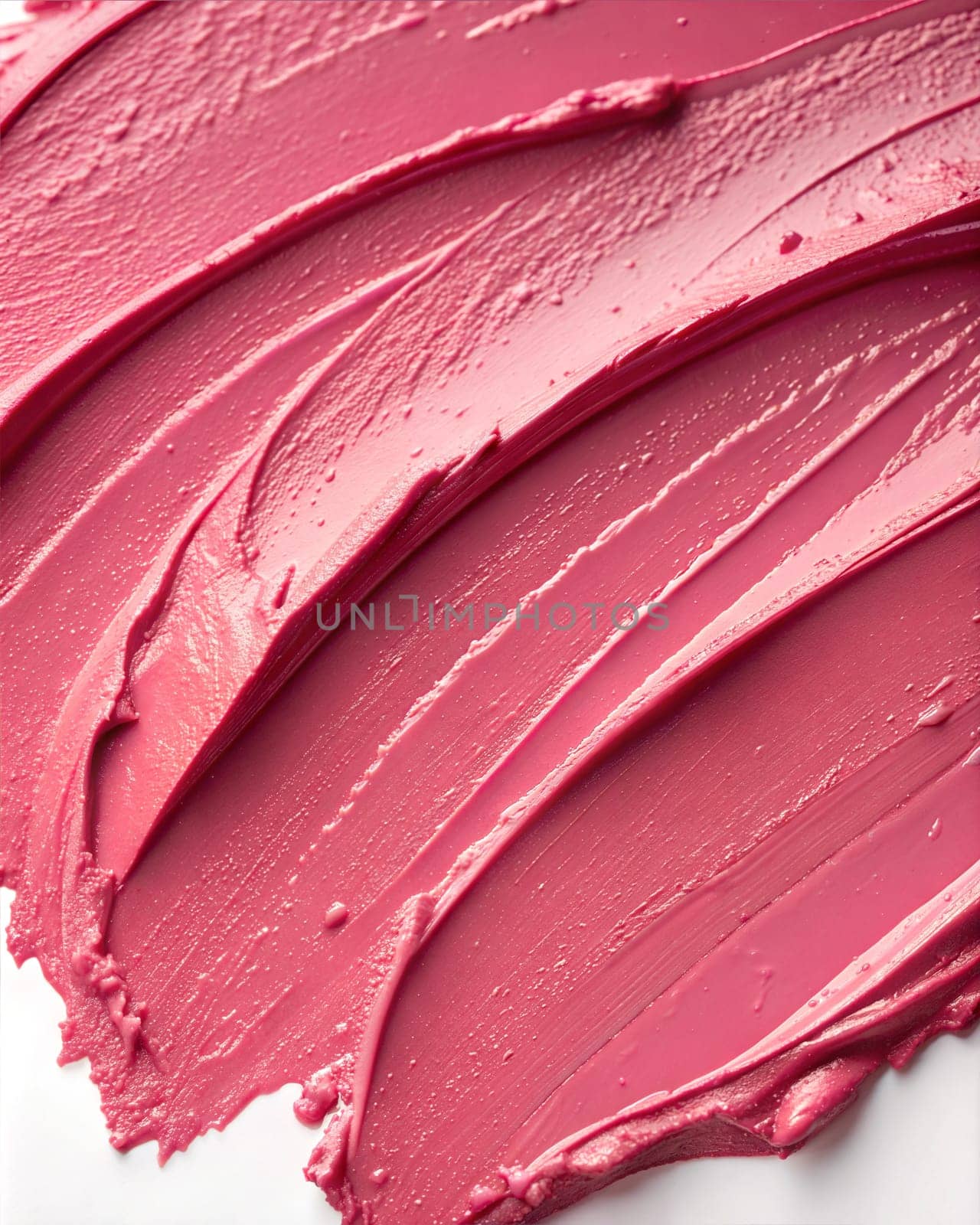 Smear and texture of pink lipstick or acrylic paint on white background. Pink lipstick texture background. Cosmetic product texture background. Ai generated
