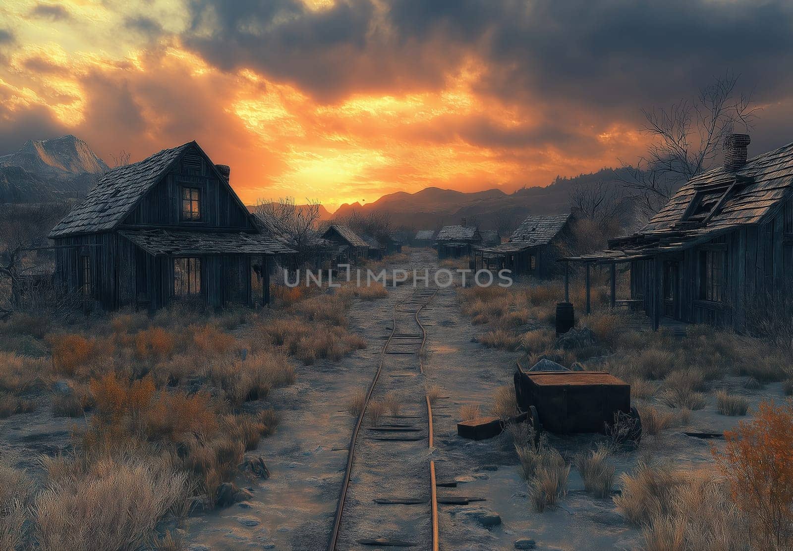 View of an abandoned miners' town. Selective focus.