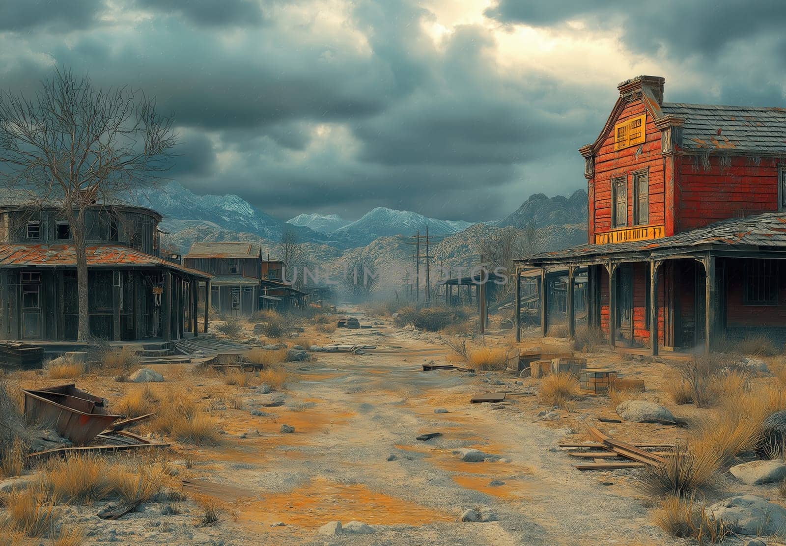 View of an abandoned miners' town. Selective focus.