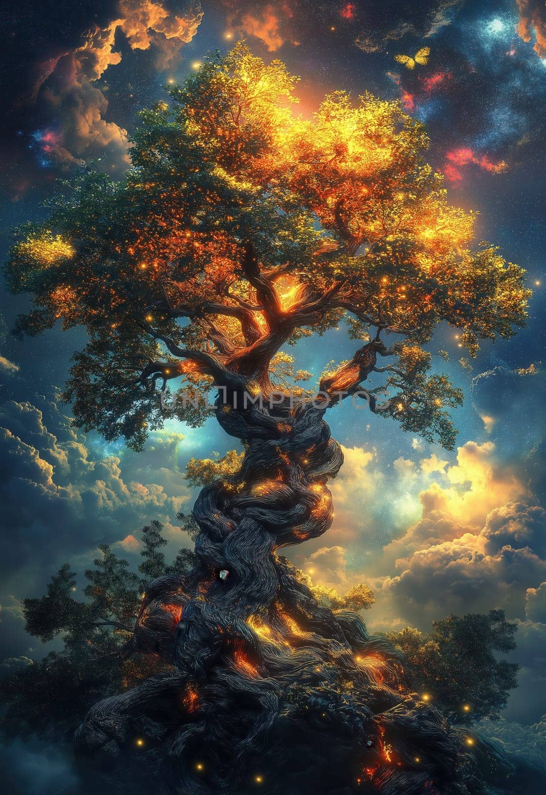 Illustration, majestic Tree of Life. Selective focus.