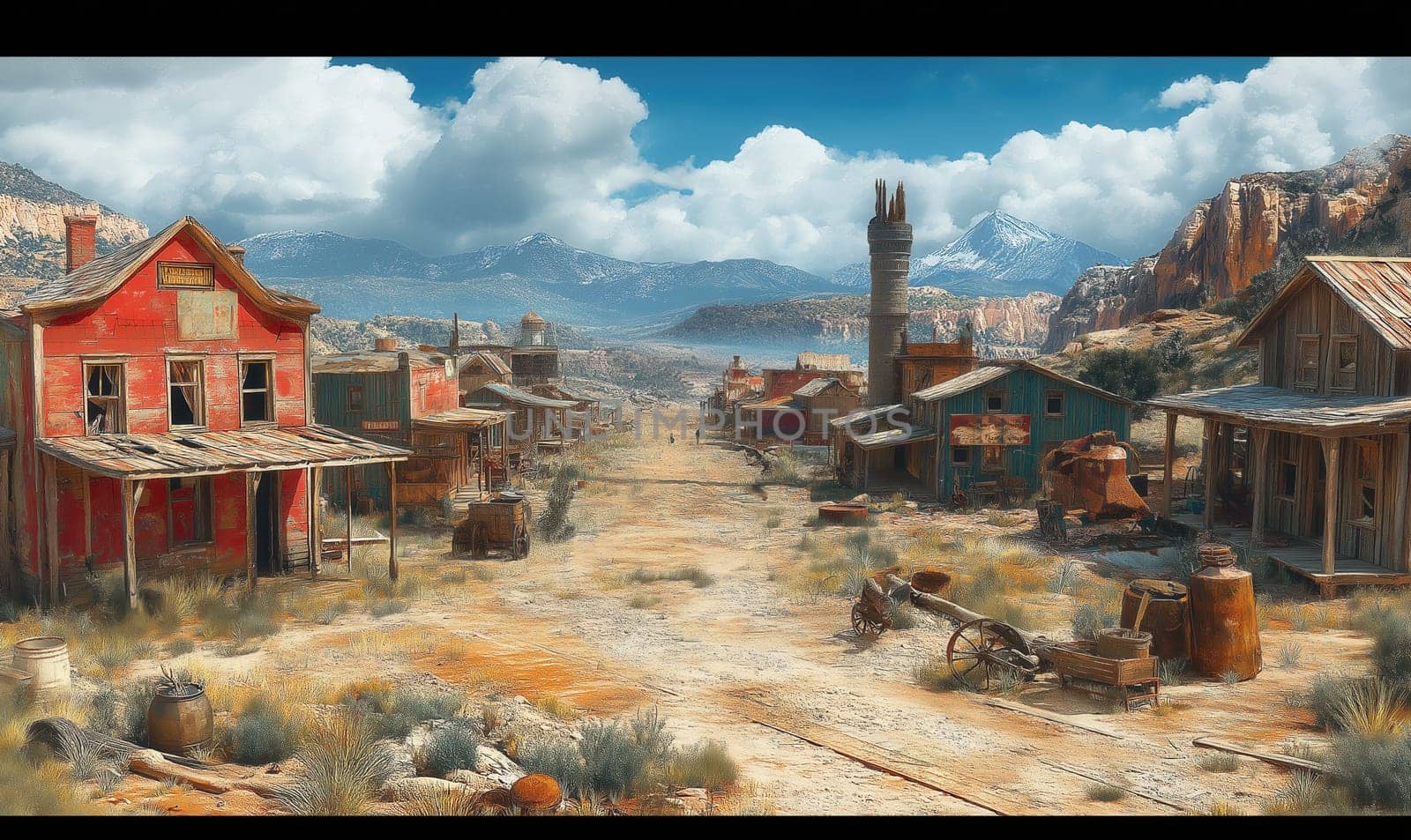 View of an abandoned miners' town. Selective focus.