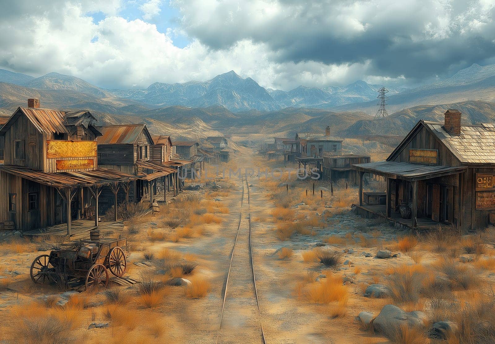 View of an abandoned miners' town. Selective focus.