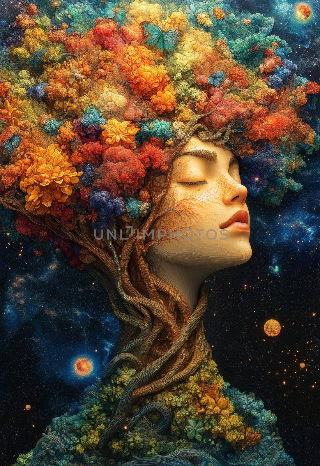 Illustration, majestic Tree of Life. Selective focus.
