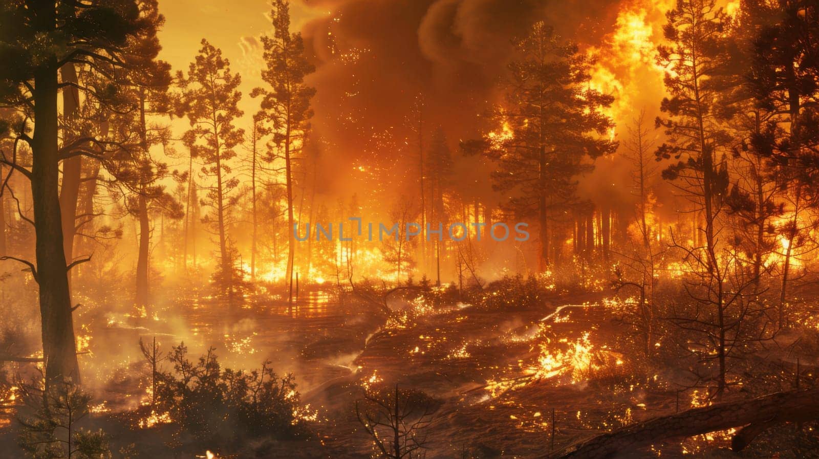 An Extensive Forest Engulfed In Raging Wildfire