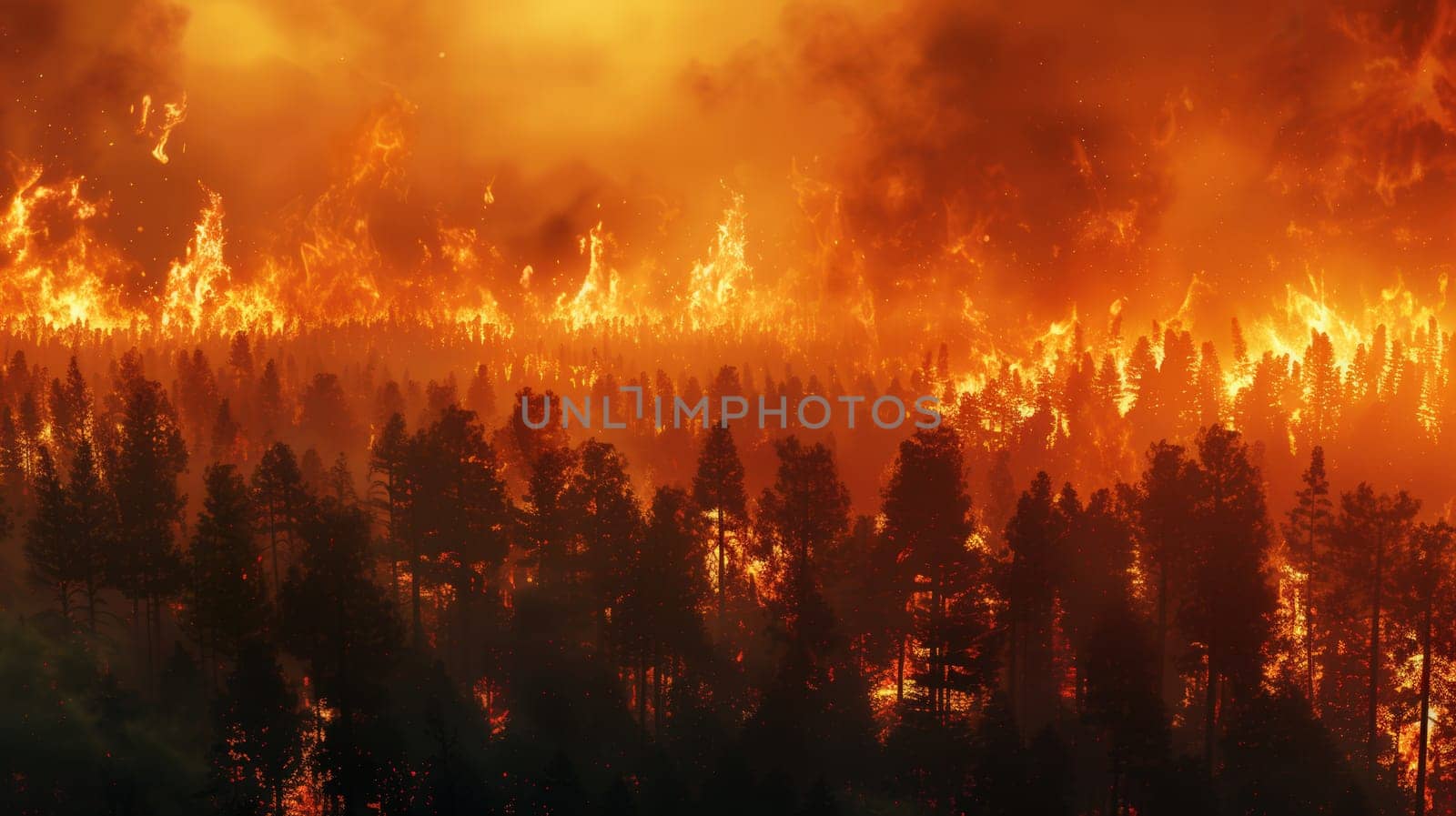 An Extensive Forest Engulfed In Raging Wildfire