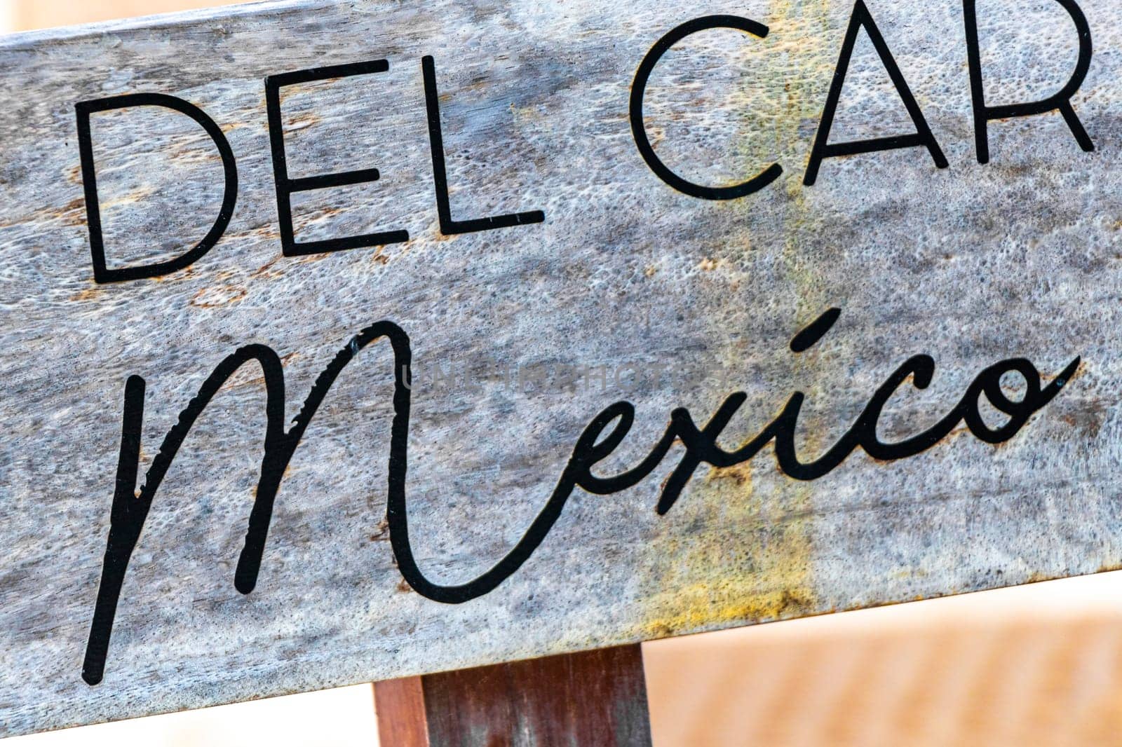Directional signs sign on the beach in Playa del Carmen Quintana Roo Mexico.