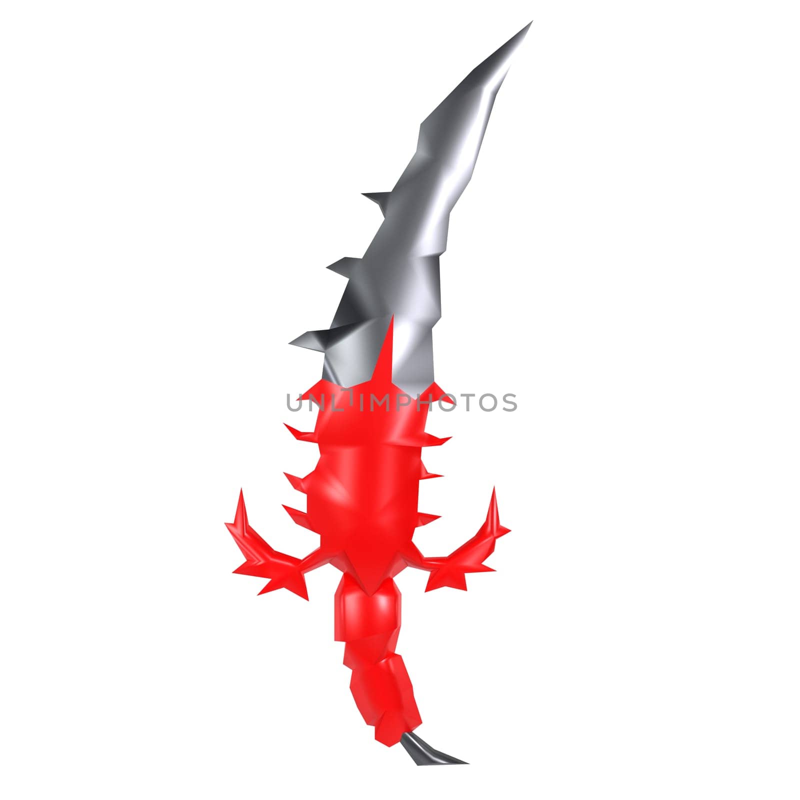 A vibrant, stylized scorpion design with sharp, bold colors and unique features.