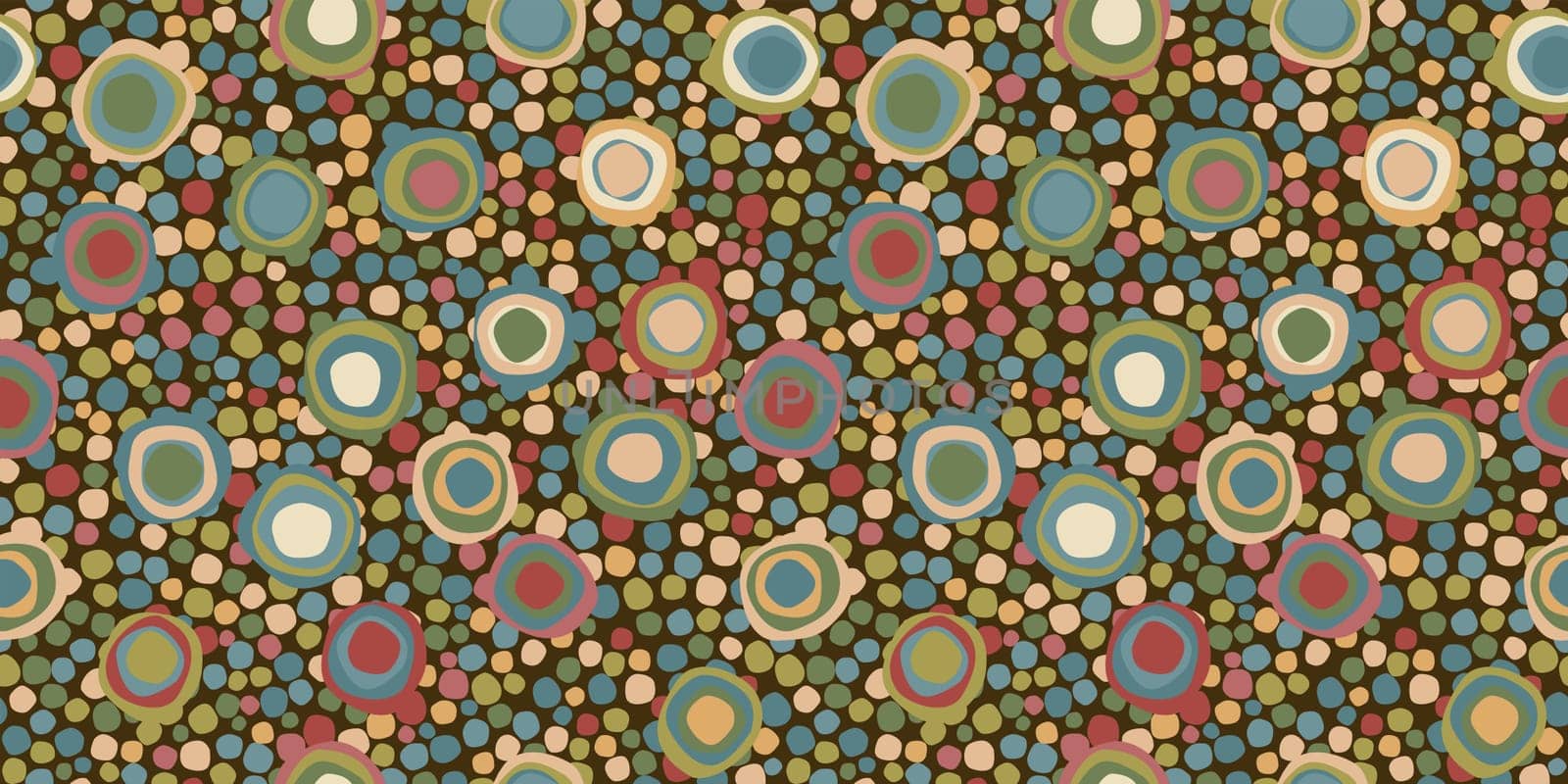 Vintage geometric seamless pattern with round shapes and concentric circles