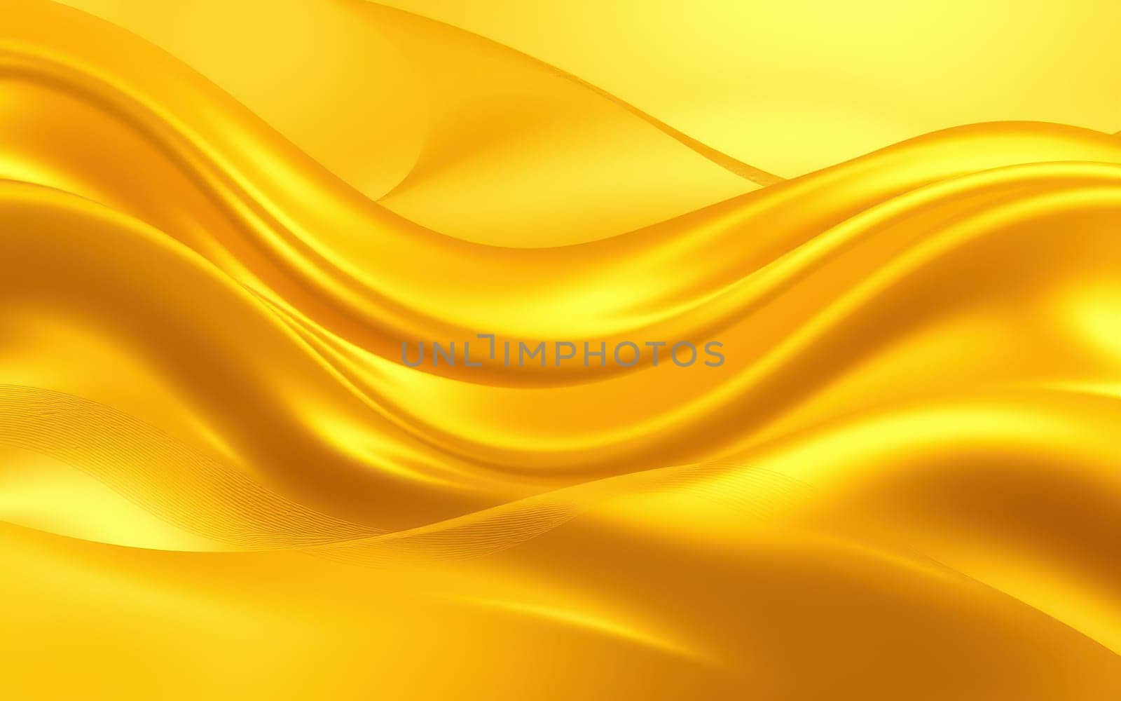 A vibrant golden fabric flows in soft waves, displaying a rich texture and sheen that catches the light beautifully. The waves create a sense of movement and elegance.