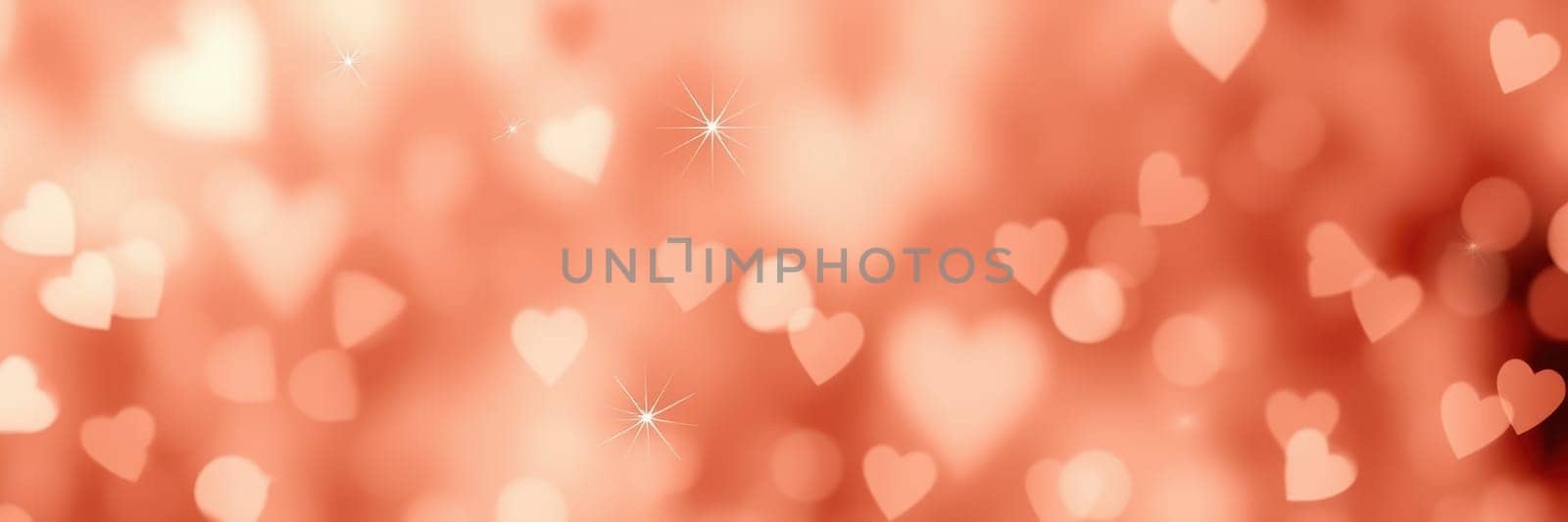A collection of soft heart-shaped lights glimmers against a warm, blurred background, creating a romantic and enchanting environment perfect for celebrations or intimate gatherings.