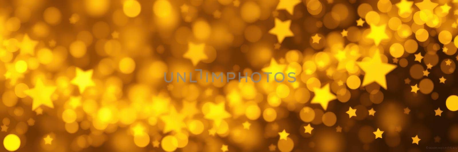 A captivating background featuring shimmering golden bokeh and star shapes, perfect for evoking a celebratory mood at events or parties, adding a touch of magic and warmth.