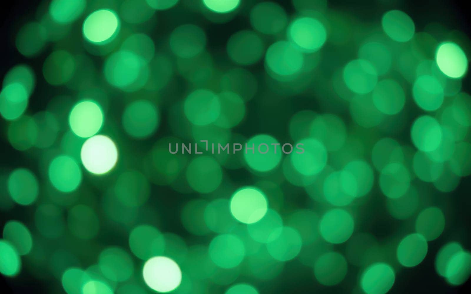 Soft, glowing green lights fill the atmosphere, creating a lively and enchanting background ideal for festive gatherings and celebrations. The blurred effect enhances the mood.