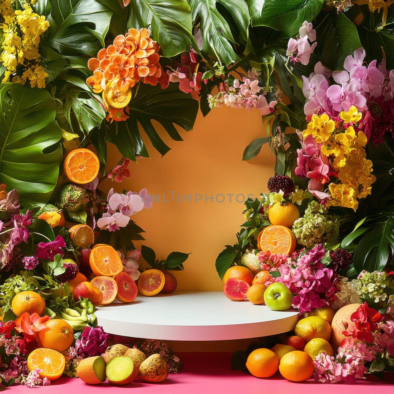 Explore a stunning fruit arrangement in a creative studio perfect for vibrant food photography and marketing inspiration.