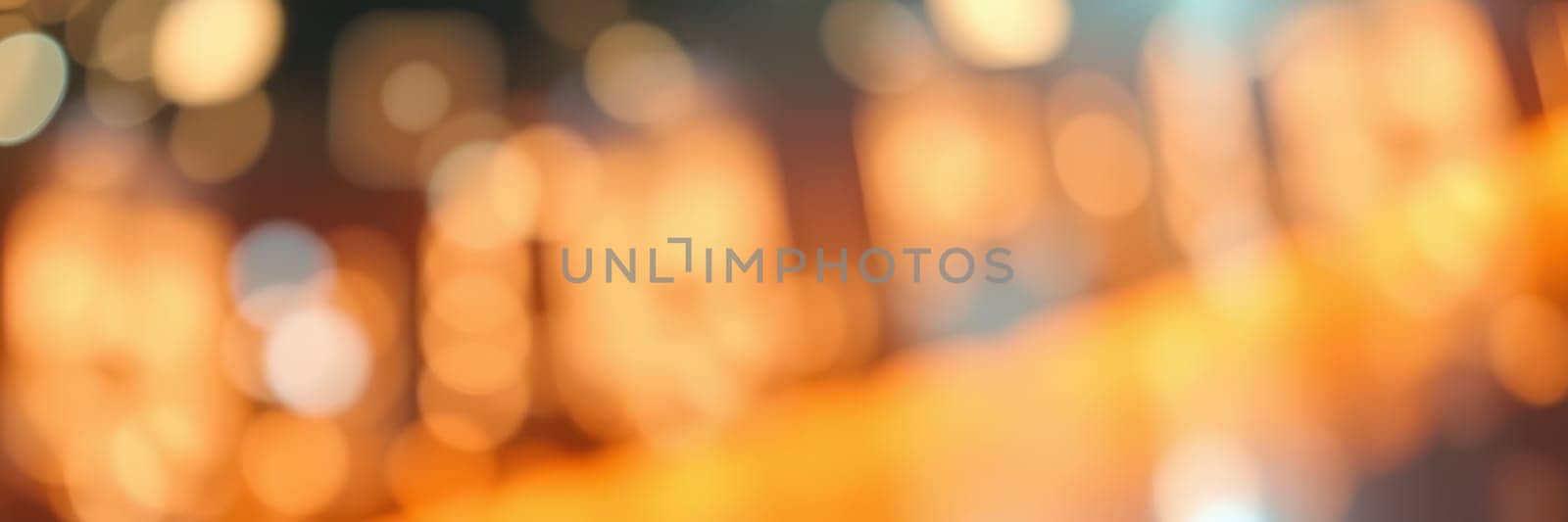 Soft, warm lights illuminate a cozy space, creating a vibrant and inviting atmosphere. The blurred background offers a hint of urban nightlife, suggesting activity and warmth.