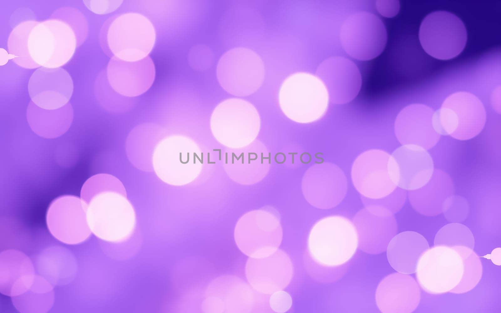 A collection of soft purple bokeh lights fills the background, creating a whimsical and dreamy atmosphere. The gentle glow enhances the serene evening ambiance with a playful feel.
