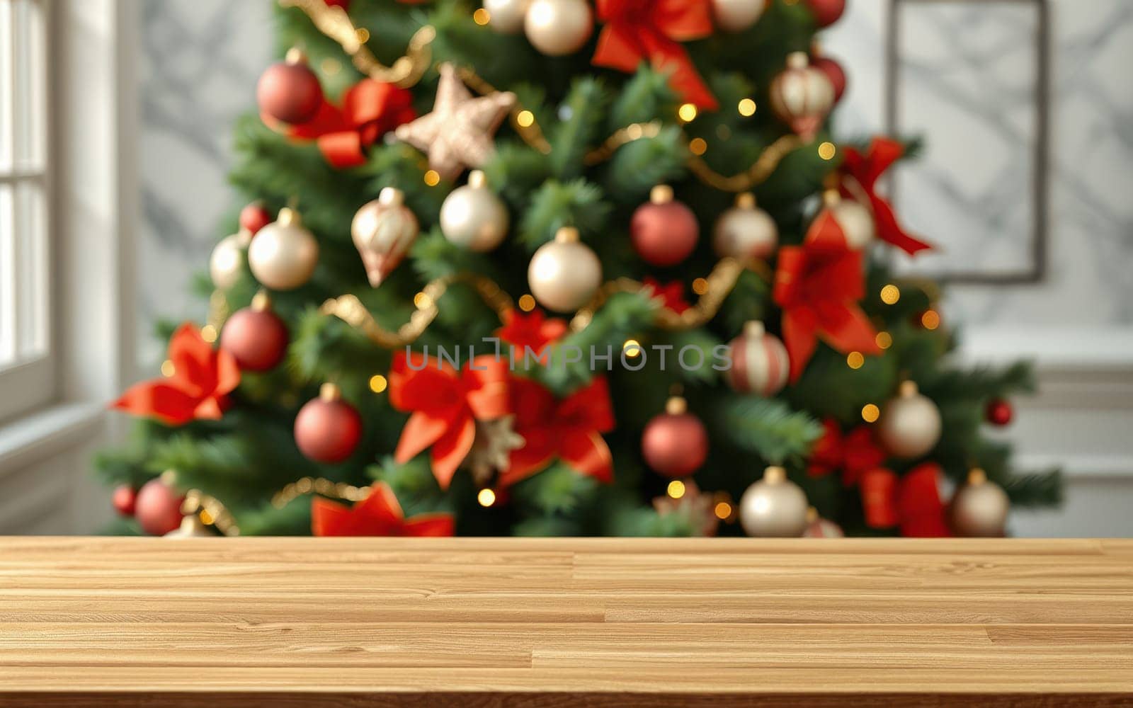 A beautifully decorated Christmas tree stands in a warm living room filled with vibrant ornaments and twinkling lights, creating a festive atmosphere for the holidays.