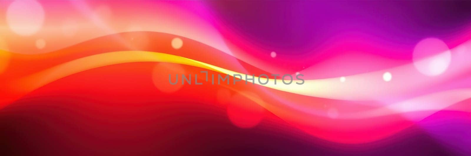 Colorful waves in red, orange, pink, and purple flow seamlessly across a dark background, evoking a sense of energy and motion. The smooth curves and bright spots add vibrancy.