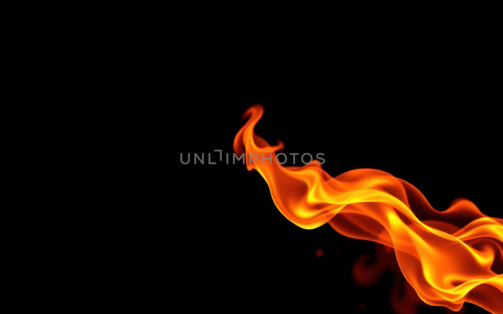 Bright orange flames twist and curl gracefully against a stark black background, creating a mesmerizing display of fire that captures attention and evokes warmth.