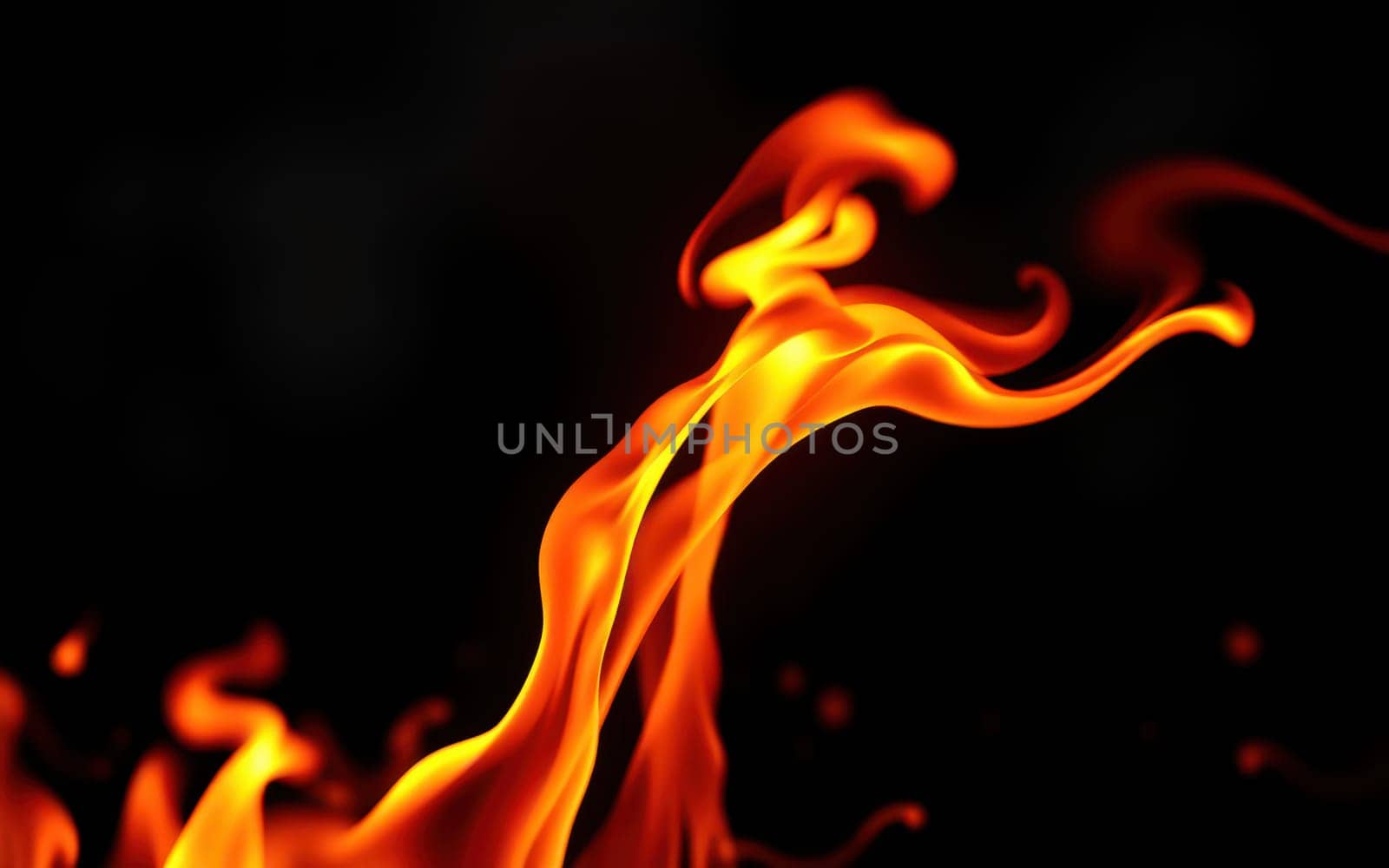 Bright flames twist and turn in the dark, their colors shifting between yellow and orange, creating an enchanting display of light and warmth. The flickering motion captivates the viewer's attention.