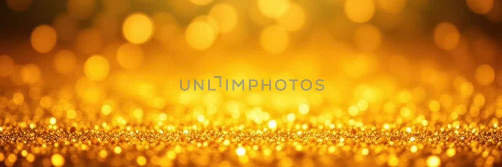 A vibrant display of golden glitter sparkles fills the background, providing a mesmerizing effect perfect for festive occasions or artistic projects. The shimmering surface creates a warm atmosphere.