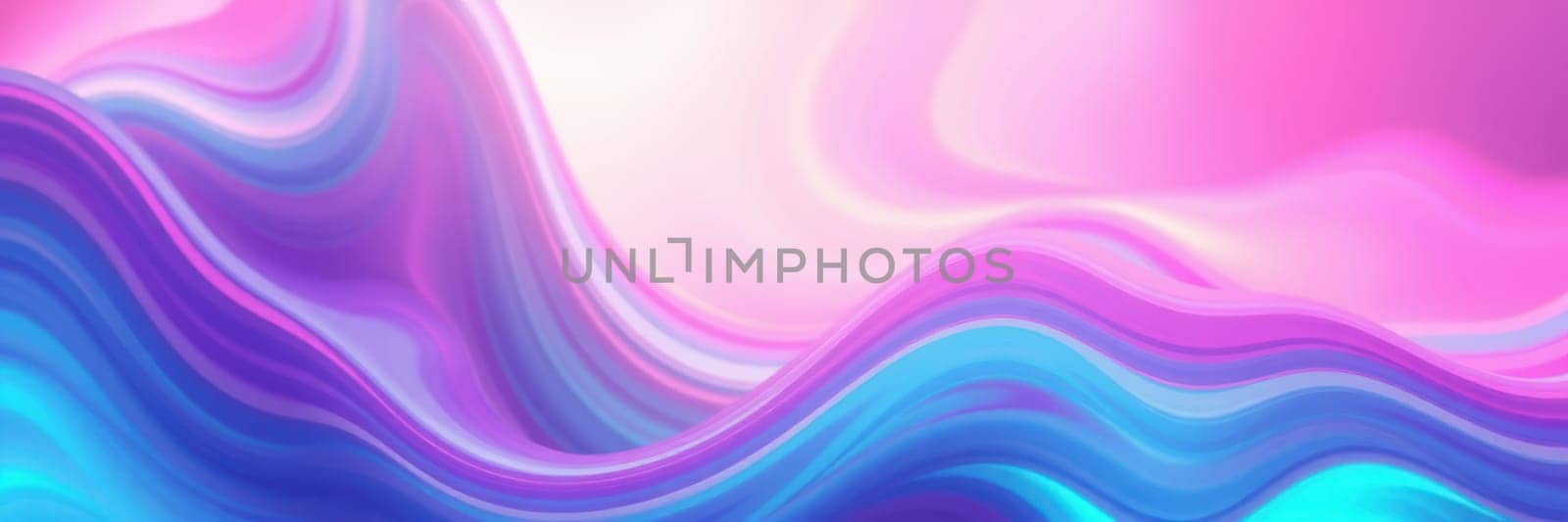 Vibrant waves of pink and blue swirl together, creating an abstract composition filled with flowing movement and soft gradients. The colors blend harmoniously, evoking a sense of calm.