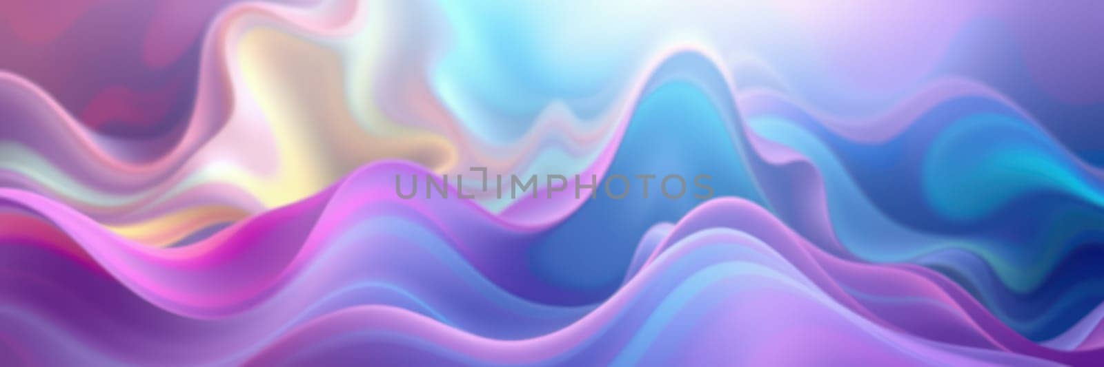 Colorful waves flow harmoniously, creating a tranquil atmosphere filled with soft hues of pink, blue, and lavender. This abstract composition evokes a sense of calm and creativity.