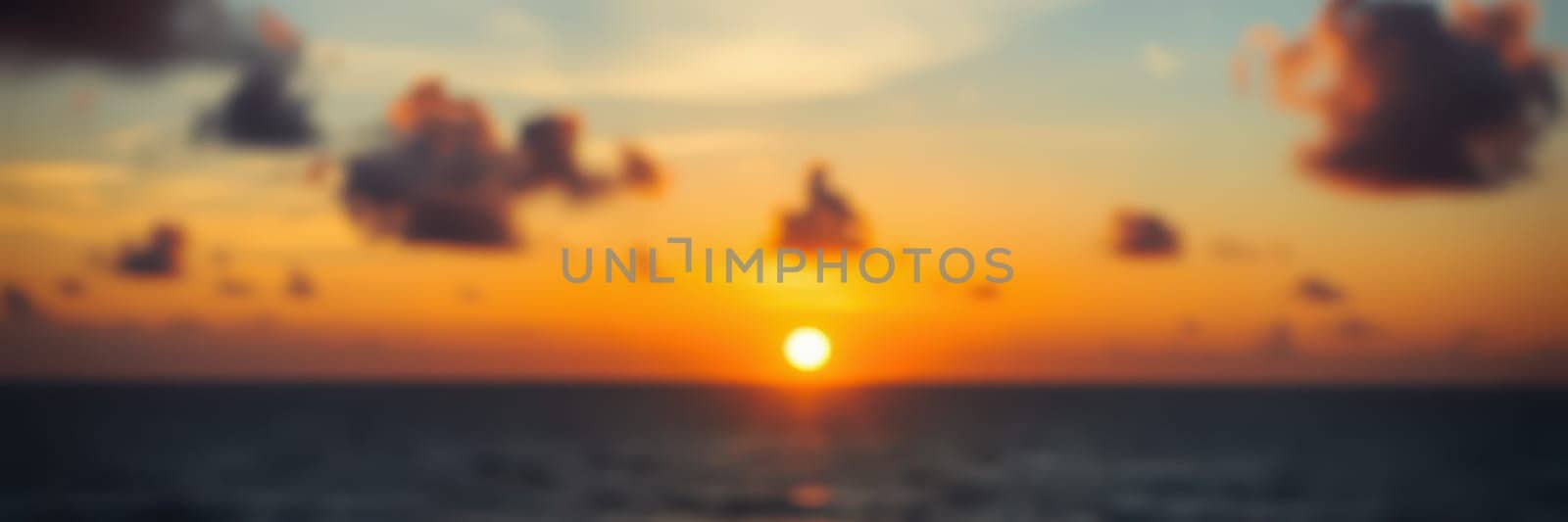 Vibrant colors fill the sky as the sun sets over the ocean, casting a warm glow. Soft waves gently lap at the shore, creating a serene evening ambiance.