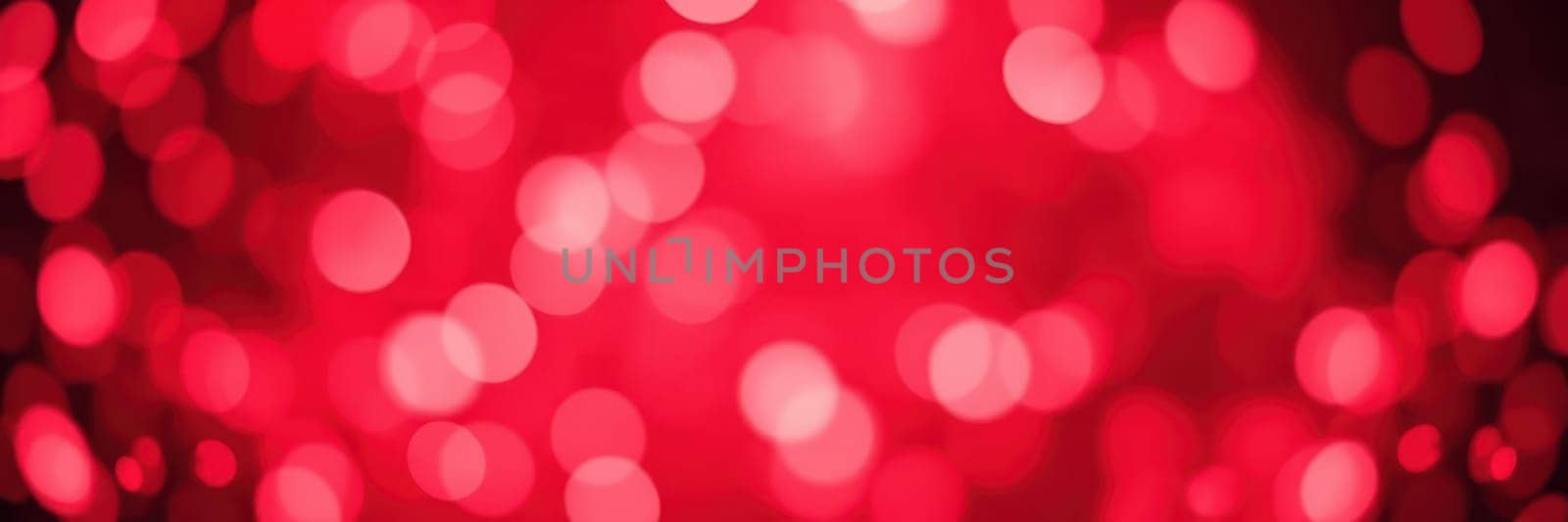 Bokeh lights create a warm glow in red tones, enhancing the festive atmosphere for a joyful gathering during the evening. Guests can enjoy a lively ambiance.