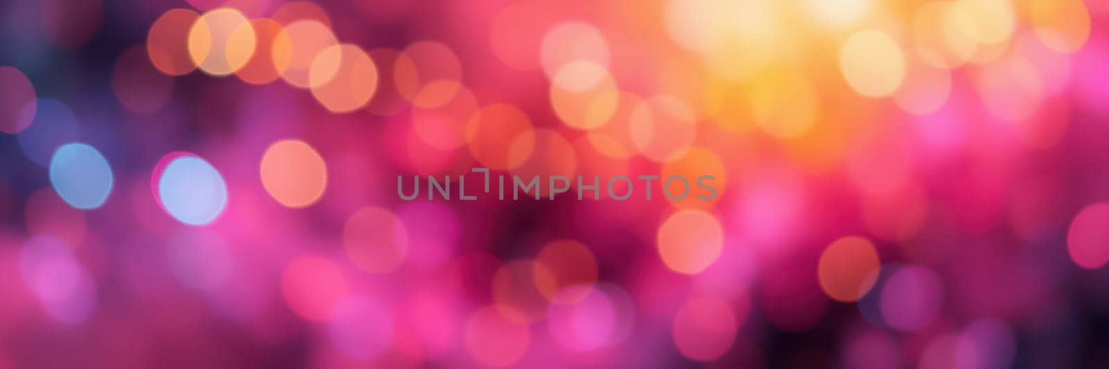 A beautiful array of colorful bokeh lights fills the background, creating a festive atmosphere at an evening event. The bright hues blend together, evoking joy and excitement.