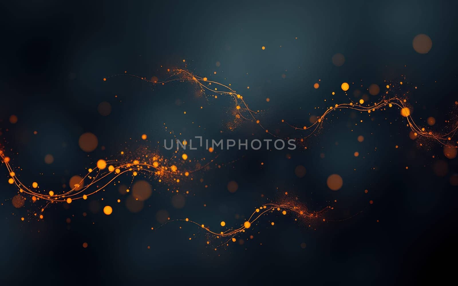 Dynamic pattern features swirling lines with bursts of orange and gold against a dark backdrop, creating a vibrant and energetic atmosphere, perfect for artistic displays or digital backgrounds.