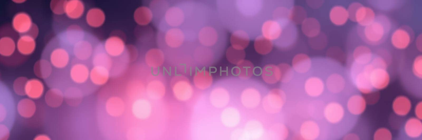 A captivating display of blurred bokeh lights in shades of pink and purple fills the evening sky, enhancing the lively spirit of a nighttime celebration in the city.