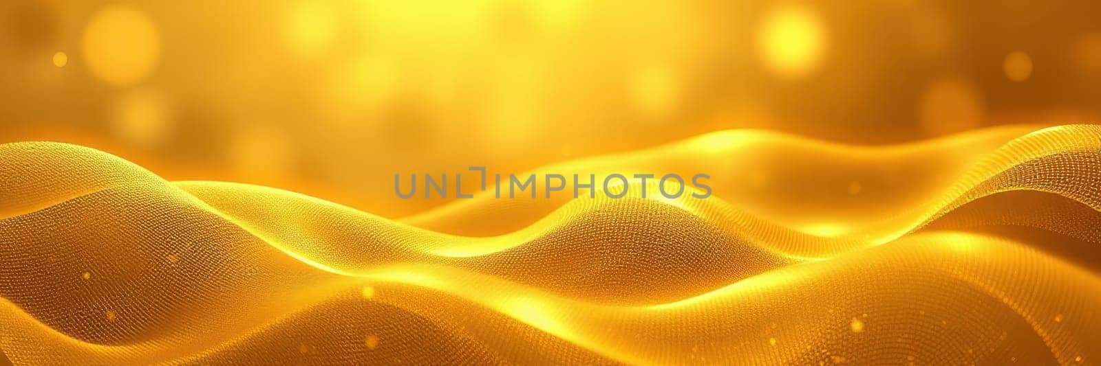 Gentle waves of shimmering gold flow gracefully, creating a warm atmosphere. The light dances across the surface, evoking a sense of tranquility and beauty in this serene setting.