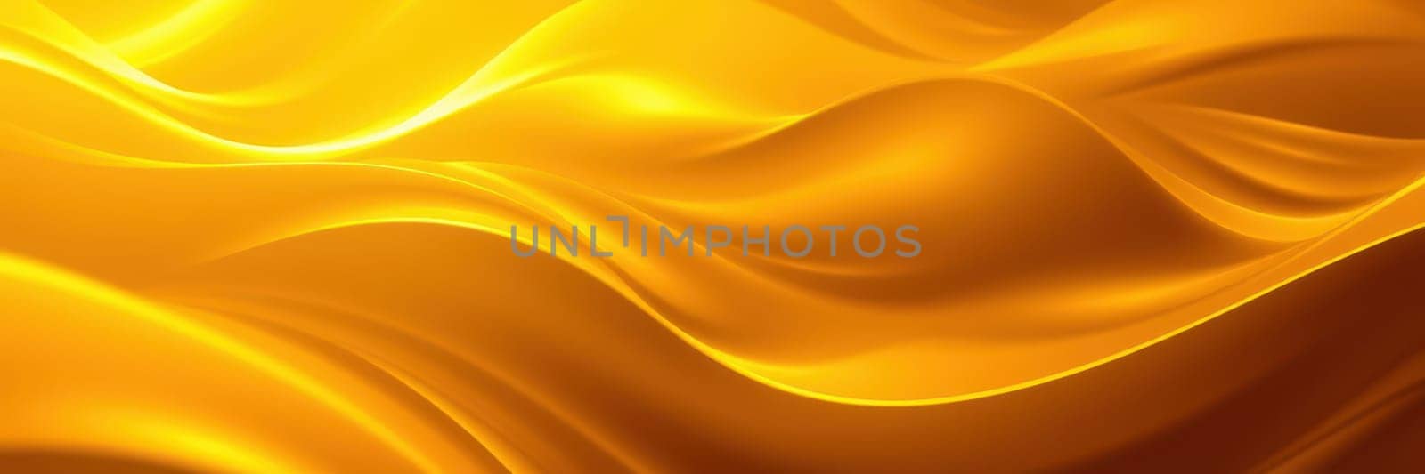 Flowing golden waves resemble silky fabric illuminated by soft light, creating an atmosphere of warmth and elegance. The undulating patterns evoke a sense of movement.
