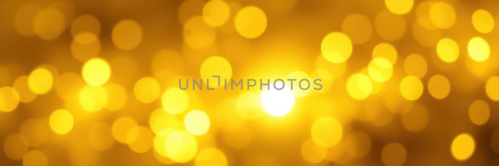 Glowing golden bokeh lights fill the space, creating a warm ambiance. The shimmering light adds a festive feel, perfect for gatherings or celebrations during the evening.
