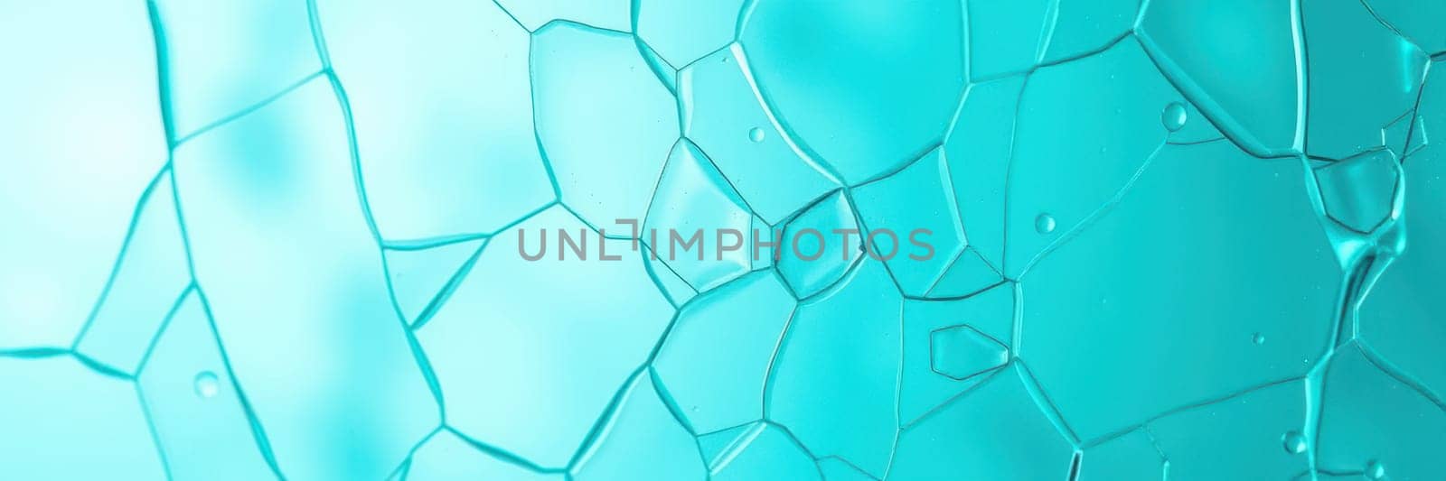 This calm and serene abstract composition features a rich aqua backdrop adorned with bubbles, showcasing a stunning interplay of light and texture, creating a tranquil atmosphere.