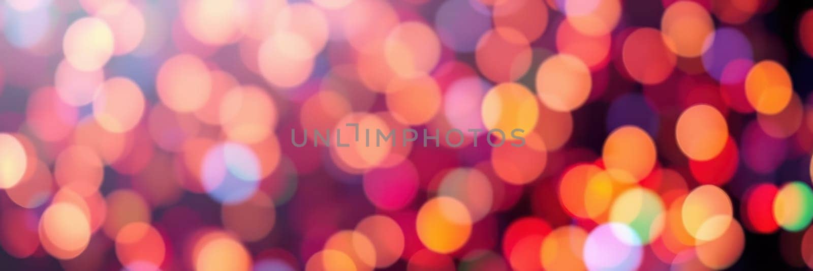 A dazzling display of blurred bokeh lights forms a colorful backdrop, enhancing the festive atmosphere of a lively evening celebration. The warm, vibrant hues inspire joy and excitement.