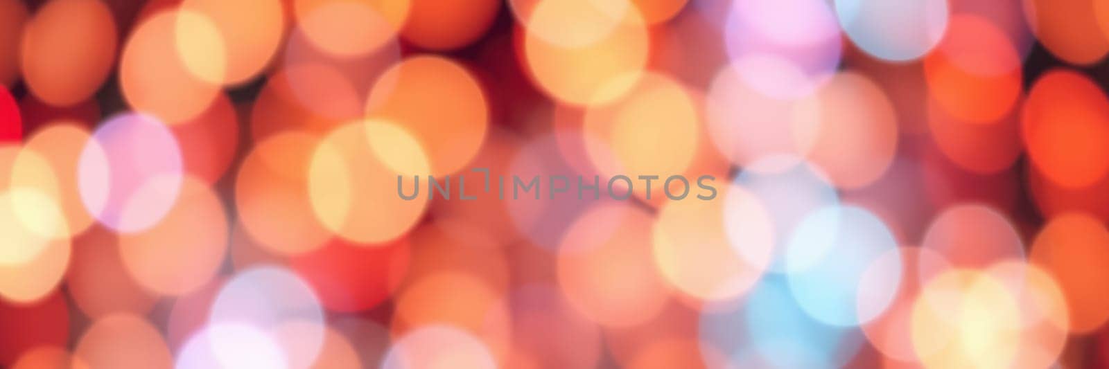 Colorful bokeh lights fill the background, creating a vibrant and festive atmosphere for an evening celebration. Soft, glowing orbs shimmer in a joyful array of colors.
