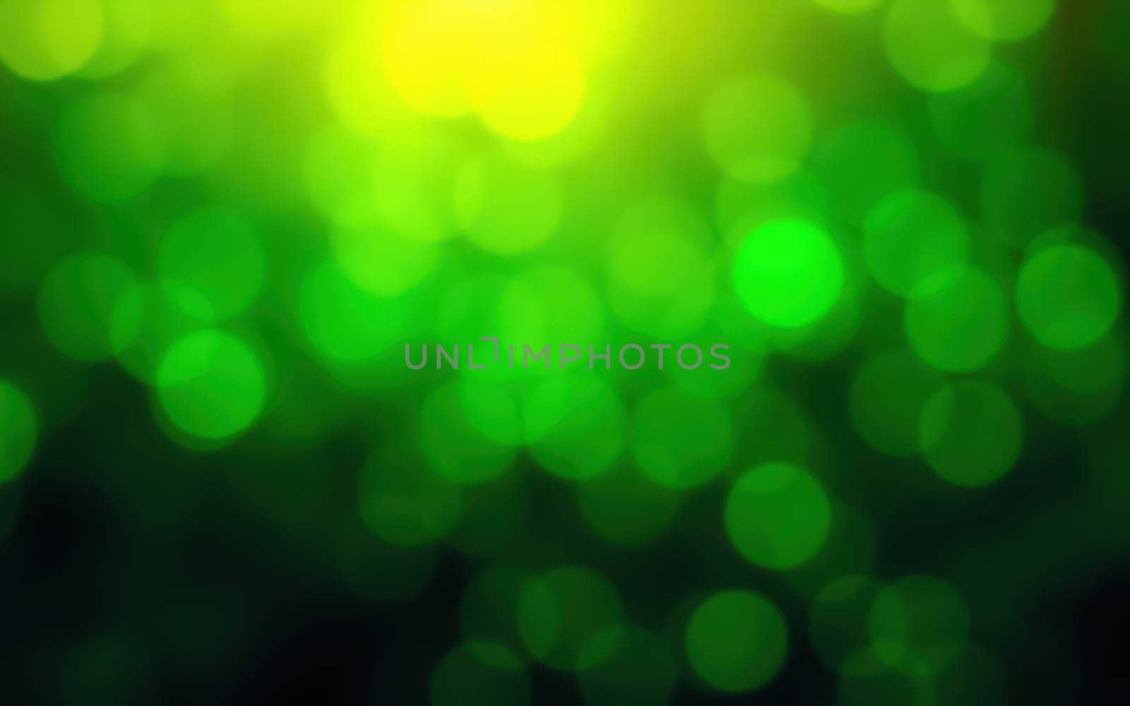 The vivid green bokeh effect enhances the natural beauty of a peaceful environment, showcasing shimmering light spots against a softly blurred backdrop.