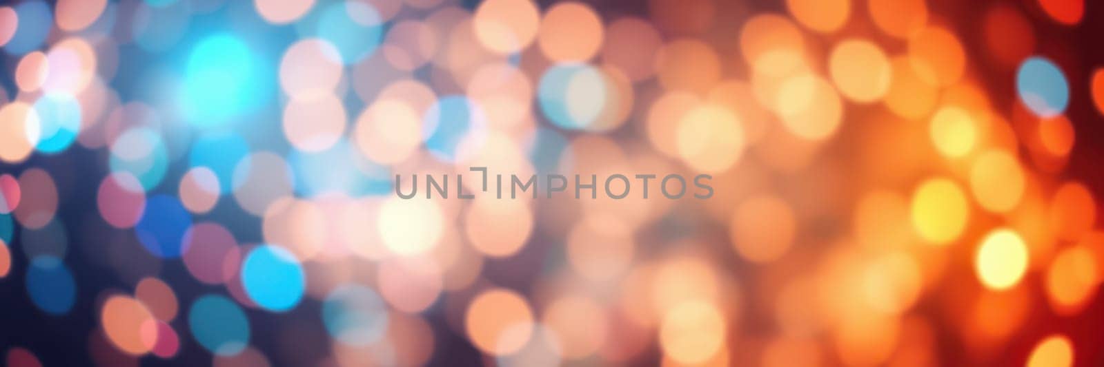 Vivid bokeh lights in shades of blue and orange create a lively ambiance, capturing the excitement of a joyful celebration during the night.