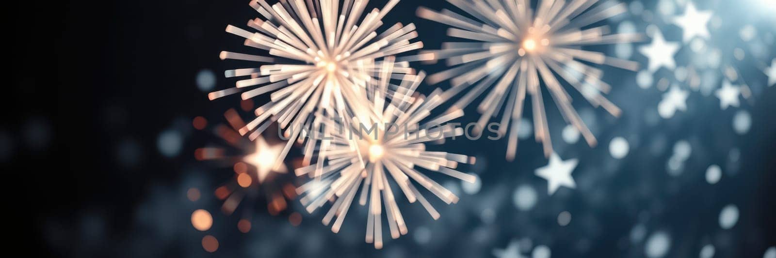 Fireworks explode in vibrant colors against a dark sky, filling the atmosphere with sparks and light during a lively celebration at night.