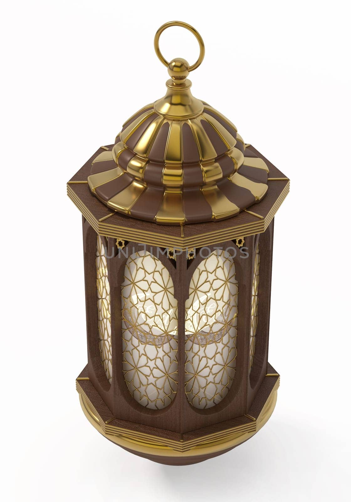 Eid Mubarak lantern isolated on white background. 3D illustration.