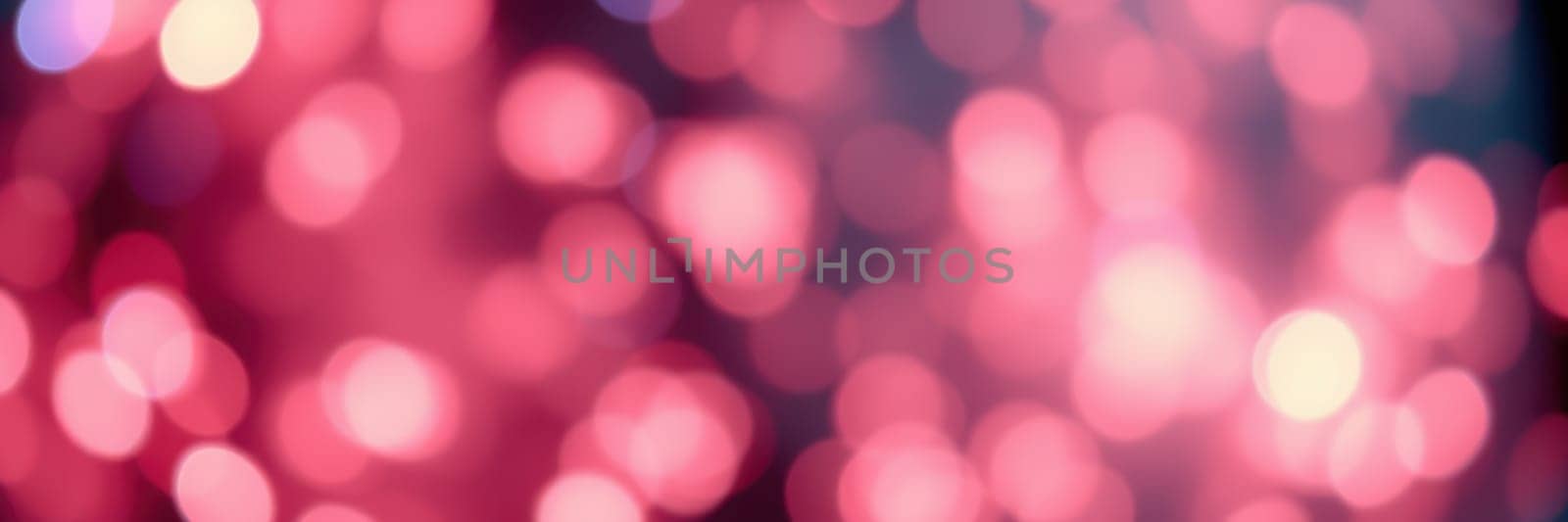 Bright red bokeh lights fill the background during a nighttime celebration, creating a lively and festive mood for attendees enjoying the festivities.