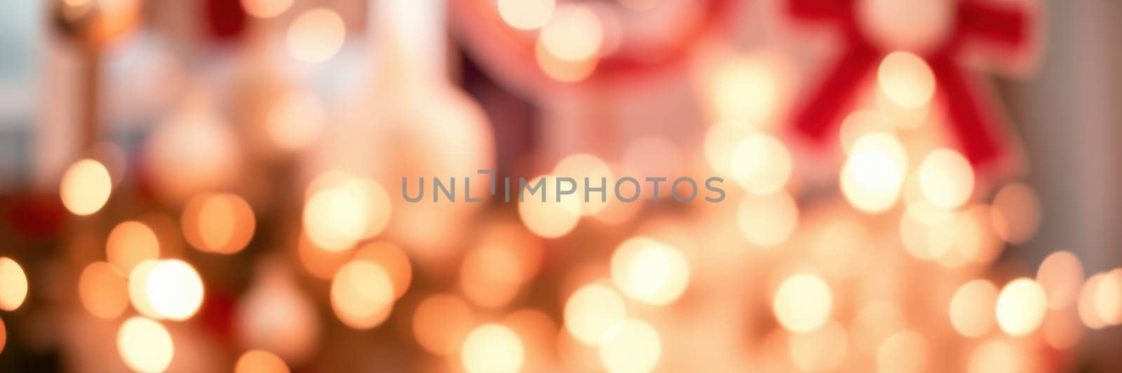 Colorful lights and decorations fill the room, creating a cheerful atmosphere. The scene captures the joy of the winter holidays with a warm, inviting glow.