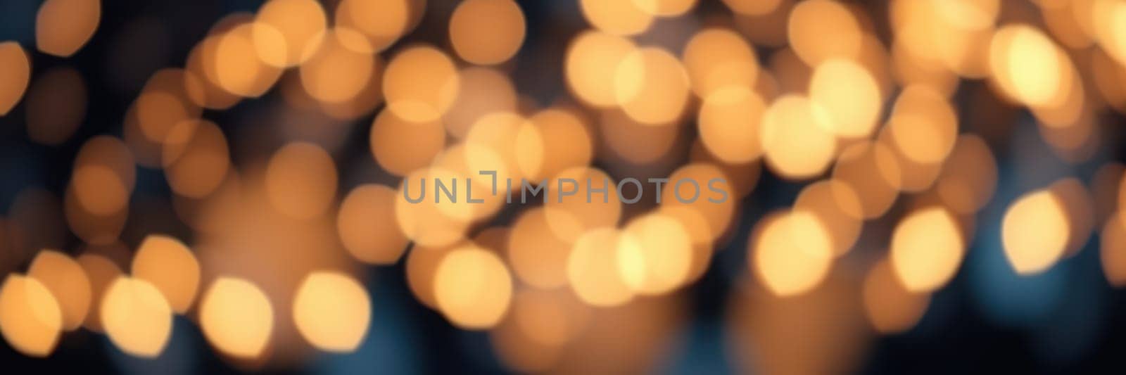 A soft blur of golden lights creates a warm and inviting ambiance during a festive night celebration. The glow adds charm to the surroundings, evoking joy.