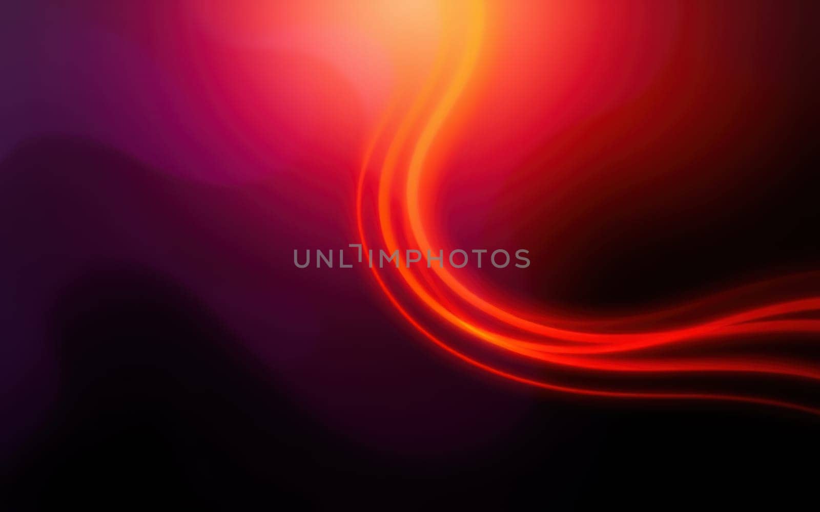 Bright red and orange curves intertwine and flow gracefully across a deep black background, creating a vivid and abstract visual effect that energizes the space.